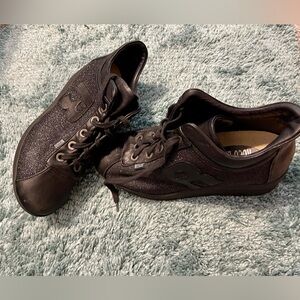 Rucoline black leather wedge sparkly sneakers